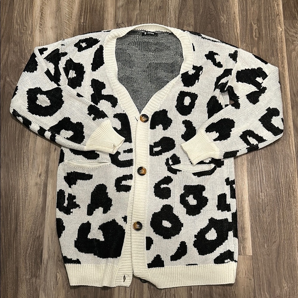🖤 BTFBM Leopard Print Knit Cardigan - Slouchy Chic Statement Layer